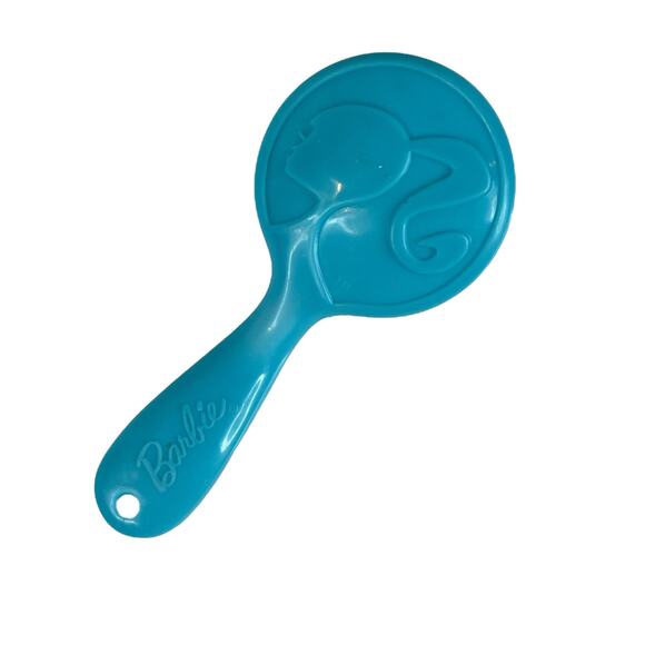 VTG Blue BARBIE BRUSH 3.5" Plastic 50's Barbie Head Logo and "Barbie" Handle - Picture 4 of 6
